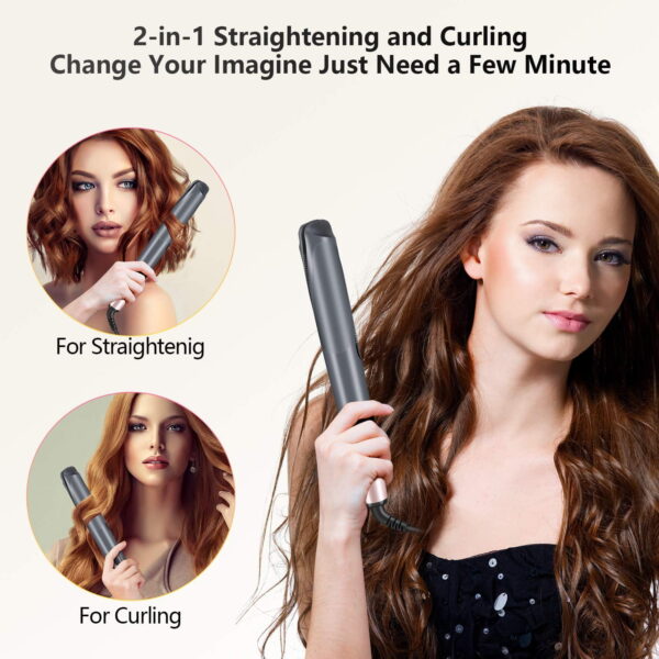 2 In 1 Hair Straightener And Curler Iron Tourmaline Ceramic Twisted Flat Iron With LCD Display - Image 2
