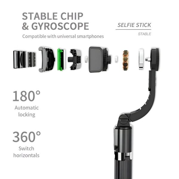 L08 Tripod Handheld Gimbal Stabilizer Selfie Stick – 360° Rotation, Wireless Remote, Anti-Shake, Aluminum Alloy, Compatible with Android/iOS - Image 5