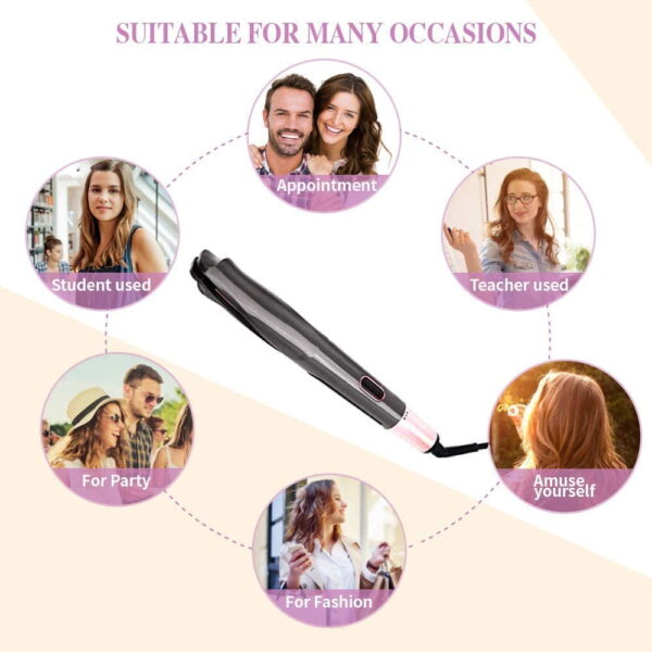 2 In 1 Hair Straightener And Curler Iron Tourmaline Ceramic Twisted Flat Iron With LCD Display - Image 5