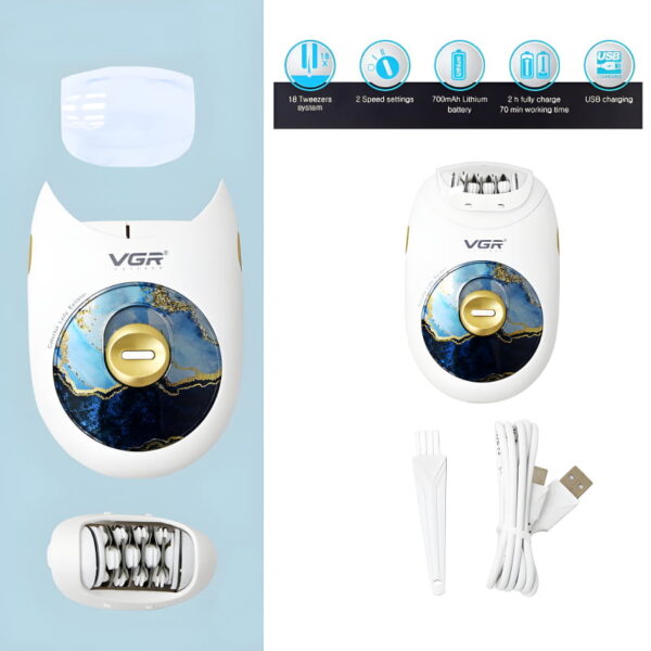 VGR V-706 Professional Rechargeable Electric Lady Epilator Hair Removal Machine - Image 2