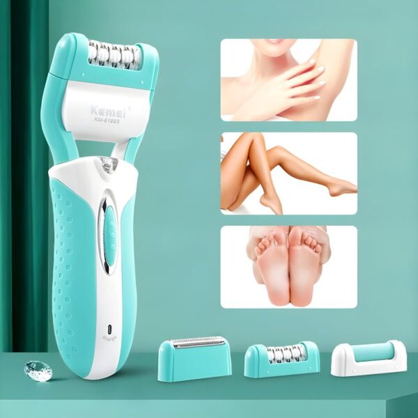 Kemei KM-6198B 3-In-1 Multifunctional Electric Shaver, Callus Remover, And Epilator For Women - Image 7