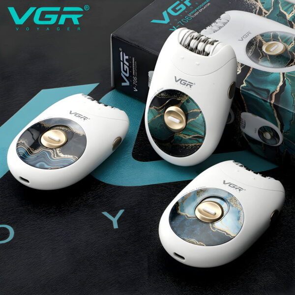 VGR V-706 Professional Rechargeable Electric Lady Epilator Hair Removal Machine - Image 6