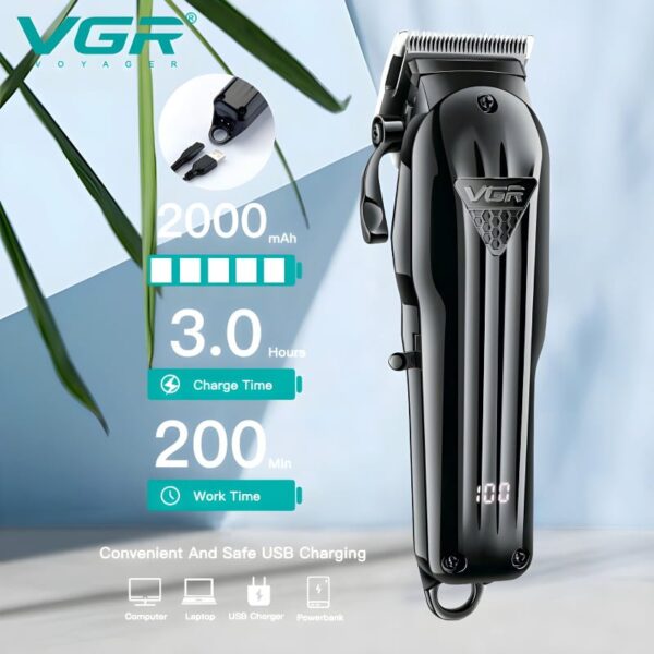 VGR V-282 Professional Rechargeable Cordless Hair Clipper For Men - Image 3