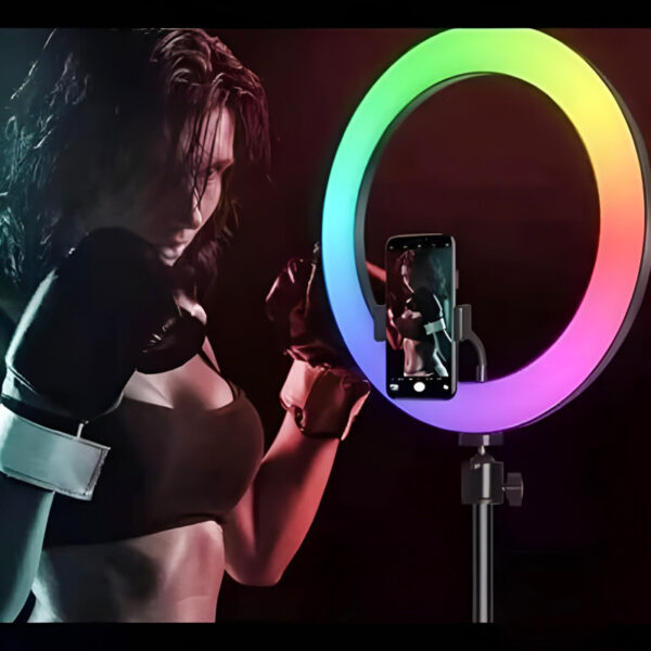 MJ18 45 CM RGB LED Soft Ring Light with 3 Phone Holders and Remote Control - Image 8