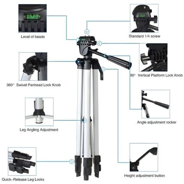 330A Multi-Functional Professional Lightweight Portable Tripod Stand For Mobile Phones And Cameras - Image 4