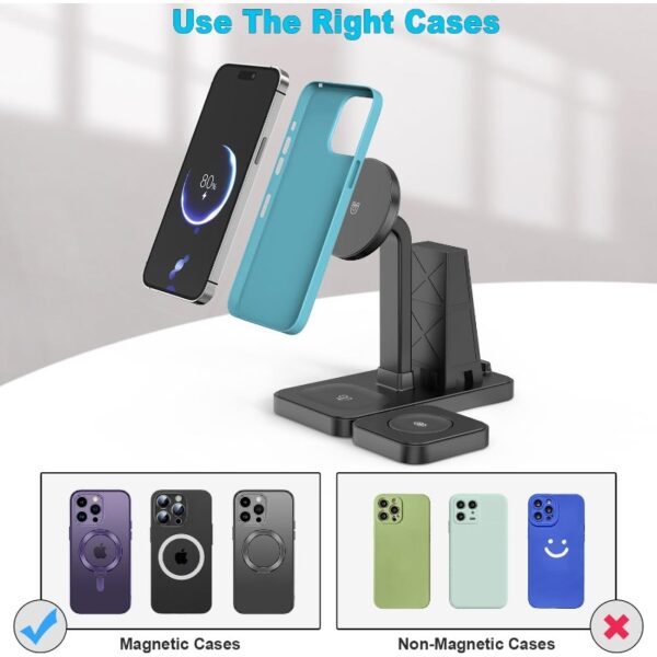 Y15S 4-in-1 Smart Magnetic Wireless Charging Stand – 30W Fast Multi-Device Charger for iPhone, Apple Watch, AirPods & More - Image 3