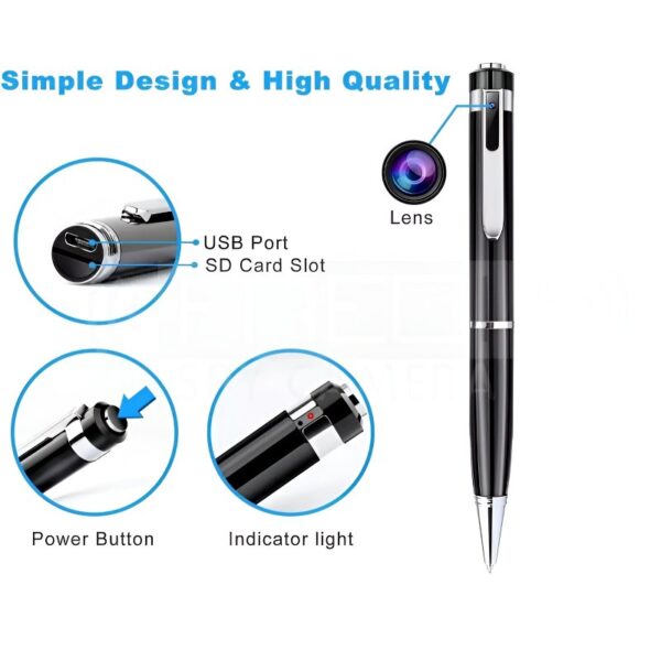 V7 HD Pen Camera with Audio, Motion Detection, Bluetooth & 1080p Video Recording - Image 2