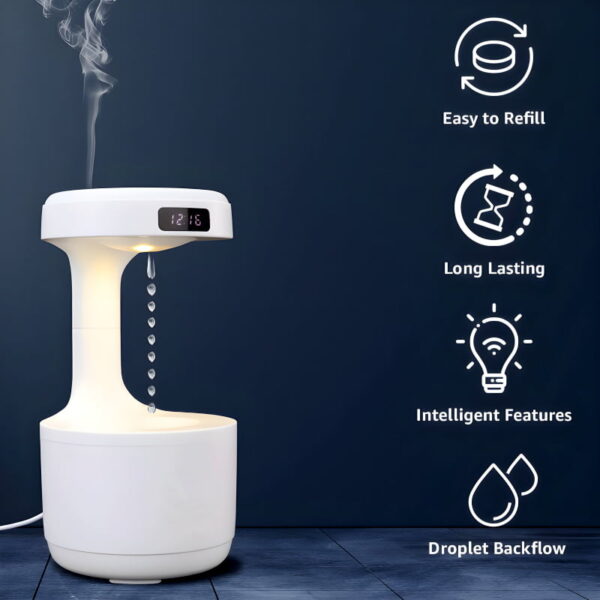 Anti-Gravity Humidifier with Clock & Diffuser (800ml) - Image 5