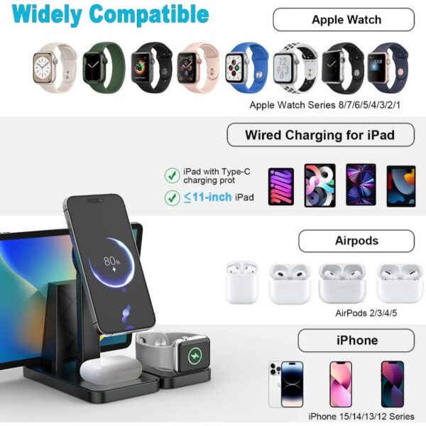 Y15S 4-in-1 Smart Magnetic Wireless Charging Stand – 30W Fast Multi-Device Charger for iPhone, Apple Watch, AirPods & More - Image 7