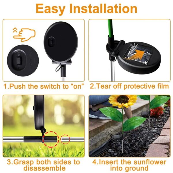 Pack Of 2 Waterproof Sunflower Solar Decorative Lights For Outdoor Garden And Lawn - Image 6