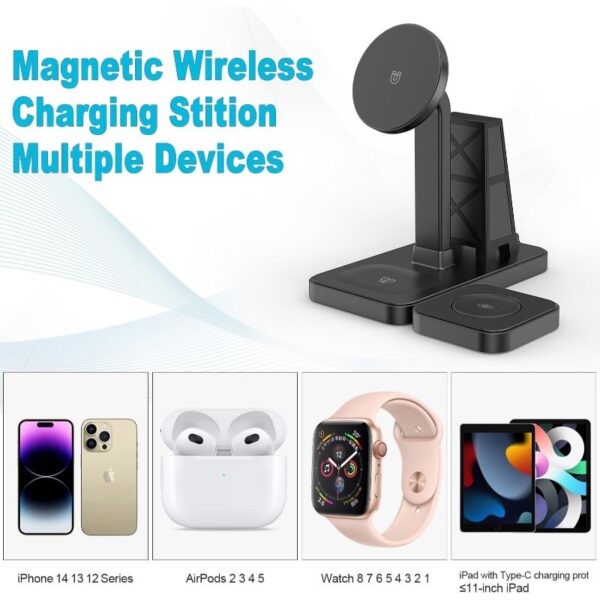 Y15S 4-in-1 Smart Magnetic Wireless Charging Stand – 30W Fast Multi-Device Charger for iPhone, Apple Watch, AirPods & More - Image 6