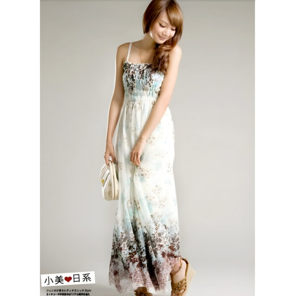 Women’s Exotic Long Chiffon Floral Summer Elegant Loose Dress - Image 3