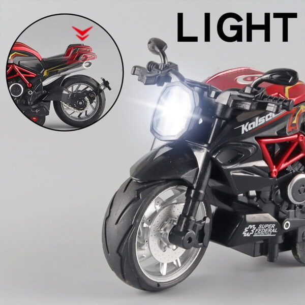 1:12 Alloy Series Classic Racing Pull Back Sports Bike With Flashing Lights And Sounds - Image 6