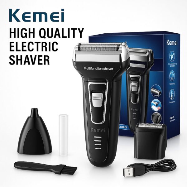 Kemei KM-6558 3 In 1 Electric Shaver Nose Hair Trimmer Double-Blades Beard Trimmer Shaving Machine