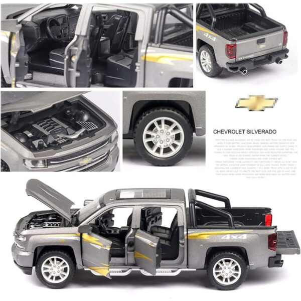 1:32 Chevrolet Silverado Pickup Model Alloy Die-Cast Truck Toy With Music And Light - Image 4