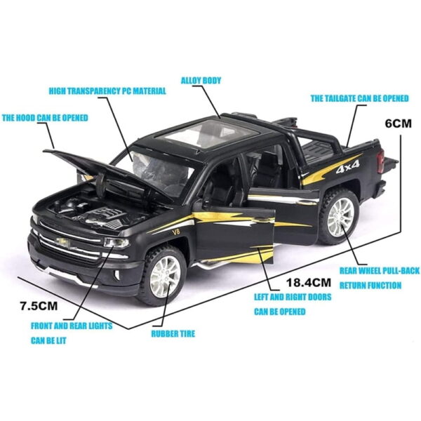 1:32 Chevrolet Silverado Pickup Model Alloy Die-Cast Truck Toy With Music And Light - Image 6