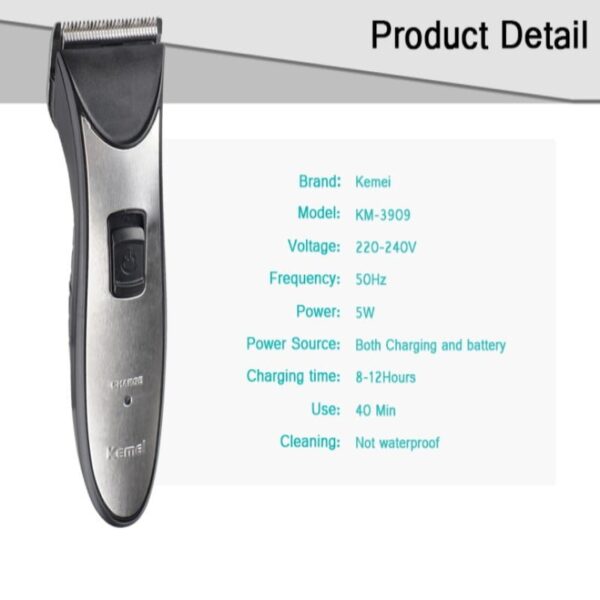 KM 3909 Rechargeable Hair Trimmer & Clipper with Adjustable Comb - Image 2