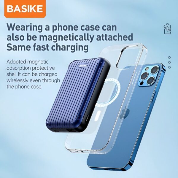 BASIKE 5000mAh 20W MagSafe Wireless Power Bank with 15W Fast Wireless Charging and PD QC 3.0 Support for iPhone Samsung Huawei
