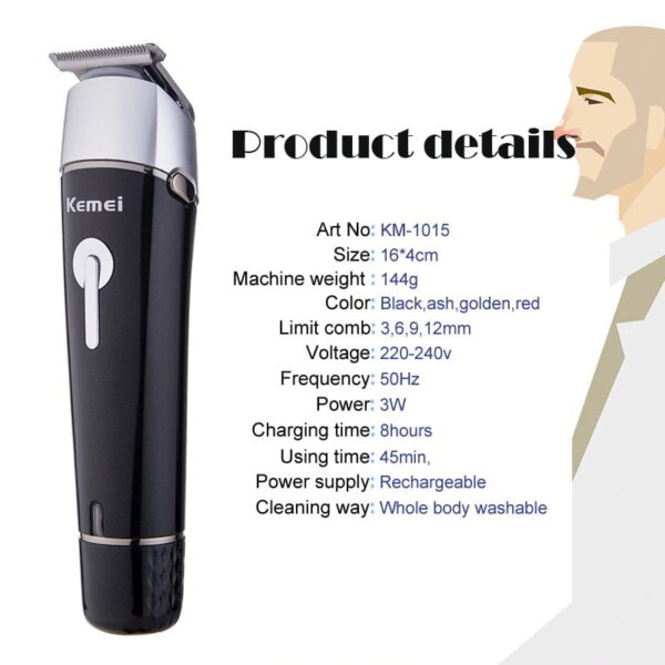 Kemei 10 In 1 Km-1015 Rechargeable Professional Clipper Men Electric Shaver Nose Trimmer - Image 2