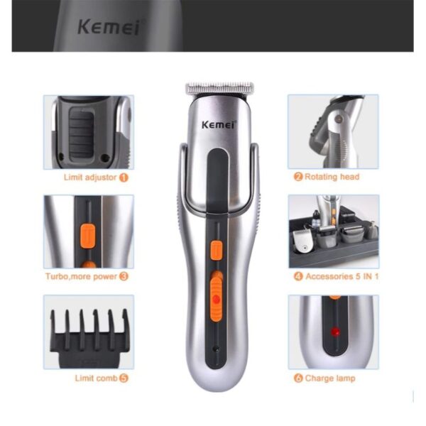 Kemei 680A Multifunction New Cutter Electric Rechargeable Hair Trimmer Shaver Cordless Adjustable Clipper - Image 7