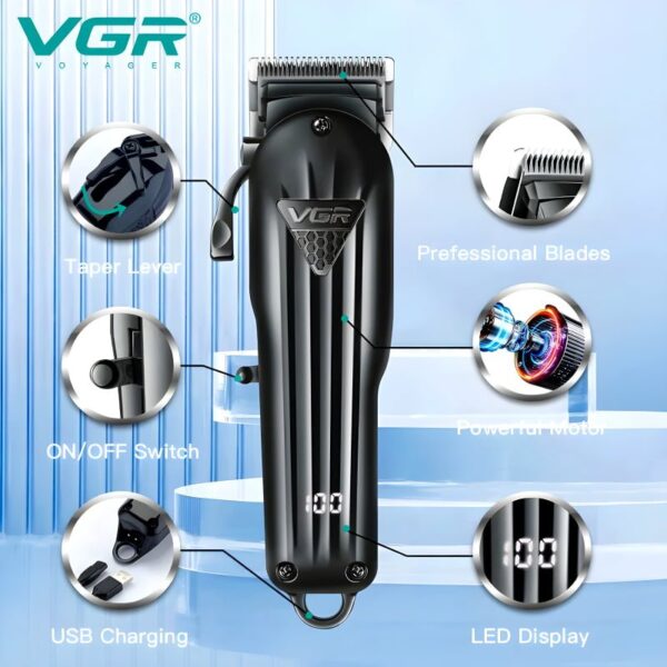 VGR V-282 Professional Rechargeable Cordless Hair Clipper For Men - Image 9