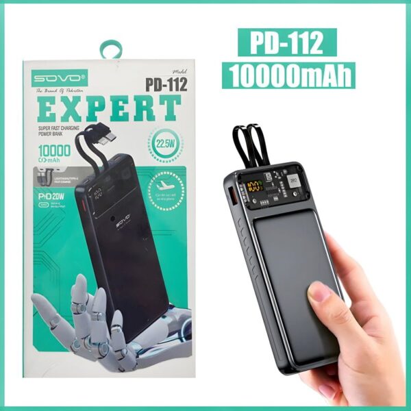 SOVO Expert PD-112 10000mAh Super Fast 22.5W Portable Charger Power Bank - Image 7