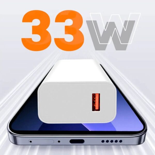 Xiaomi 33W Turbo Fast Charger with Type-C Cable – Ultra-Fast Charging for Xiaomi, Redmi and POCO Devices