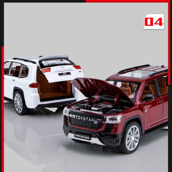 Toyota LAND CRUISER GR Sport Alloy Die casts Vehicles Metal Model Sound and Light Pull Back - Image 4