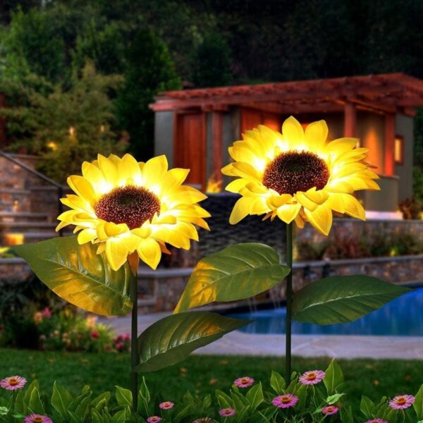 Pack Of 2 Waterproof Sunflower Solar Decorative Lights For Outdoor Garden And Lawn - Image 5