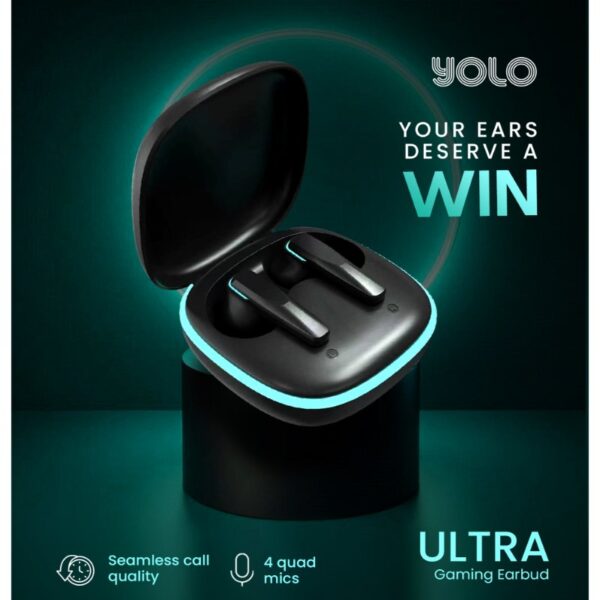 Yolo YoPod Ultra IPX4 Splashproof True Wireless Earbuds With ENC Quad Mics, Super Low Latency