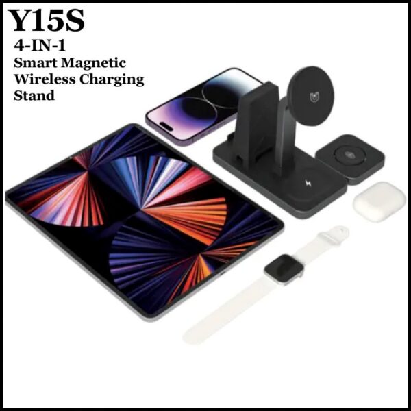 Y15S 4-in-1 Smart Magnetic Wireless Charging Stand – 30W Fast Multi-Device Charger for iPhone, Apple Watch, AirPods & More - Image 5